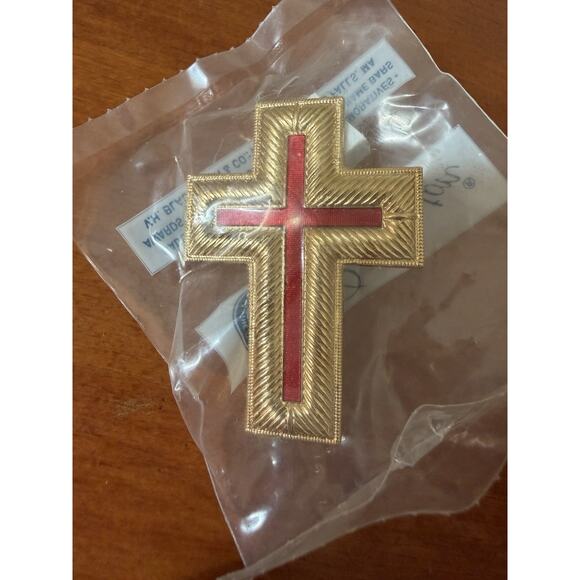 Knights Templar Past Commander Cap Cross Gold Red Enamel Masonic - Picture 1 of 9